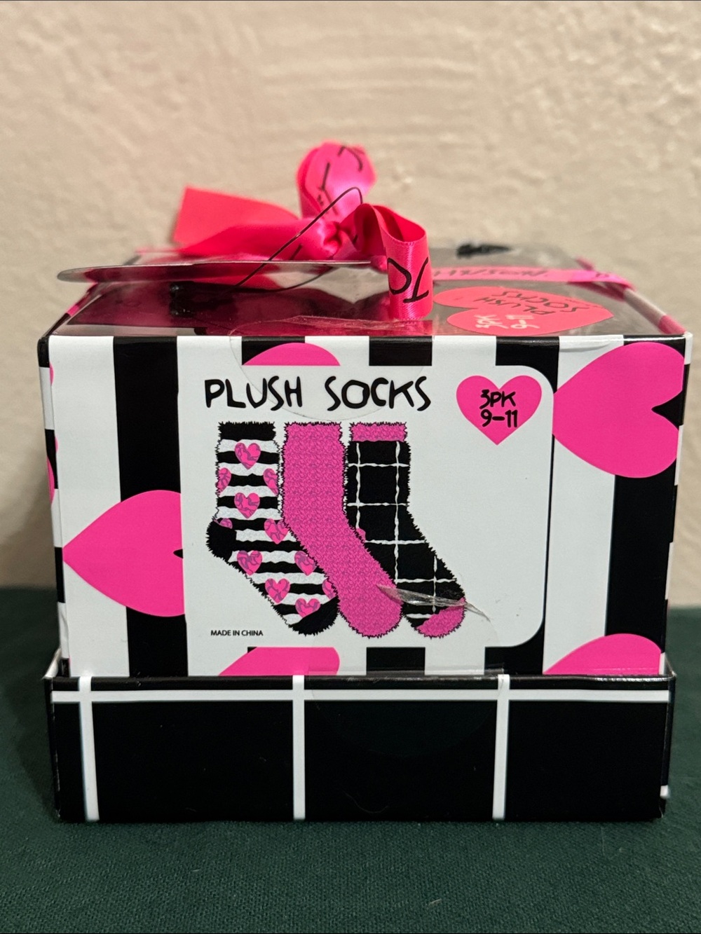 Betsey Johnson Black & Hot Pink Plush Sock Gift Set (3-Pack) - Picture 3 of 6